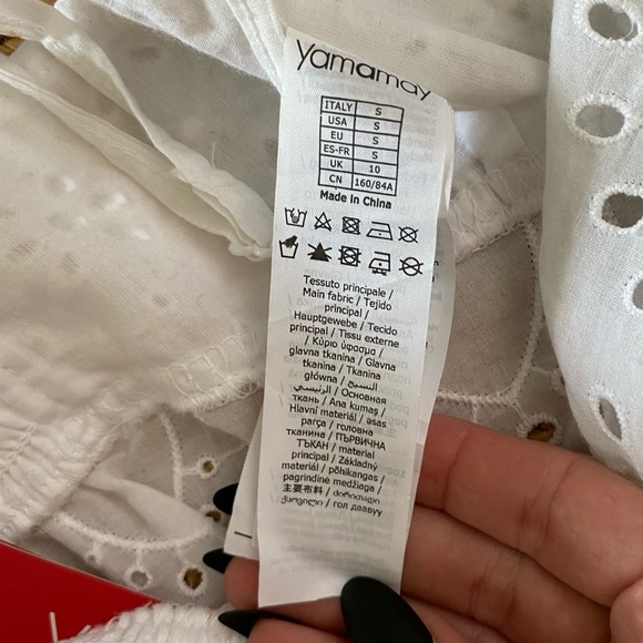 NWT Yamamay Optical White Eyelet Tie Crop Top Retro ATOD122008 Scalloped Shirred - Picture 6 of 9